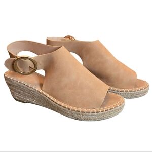 Catherine Malandrino Tan Faux Suede Espadrille Wedge Sandals - Size 11